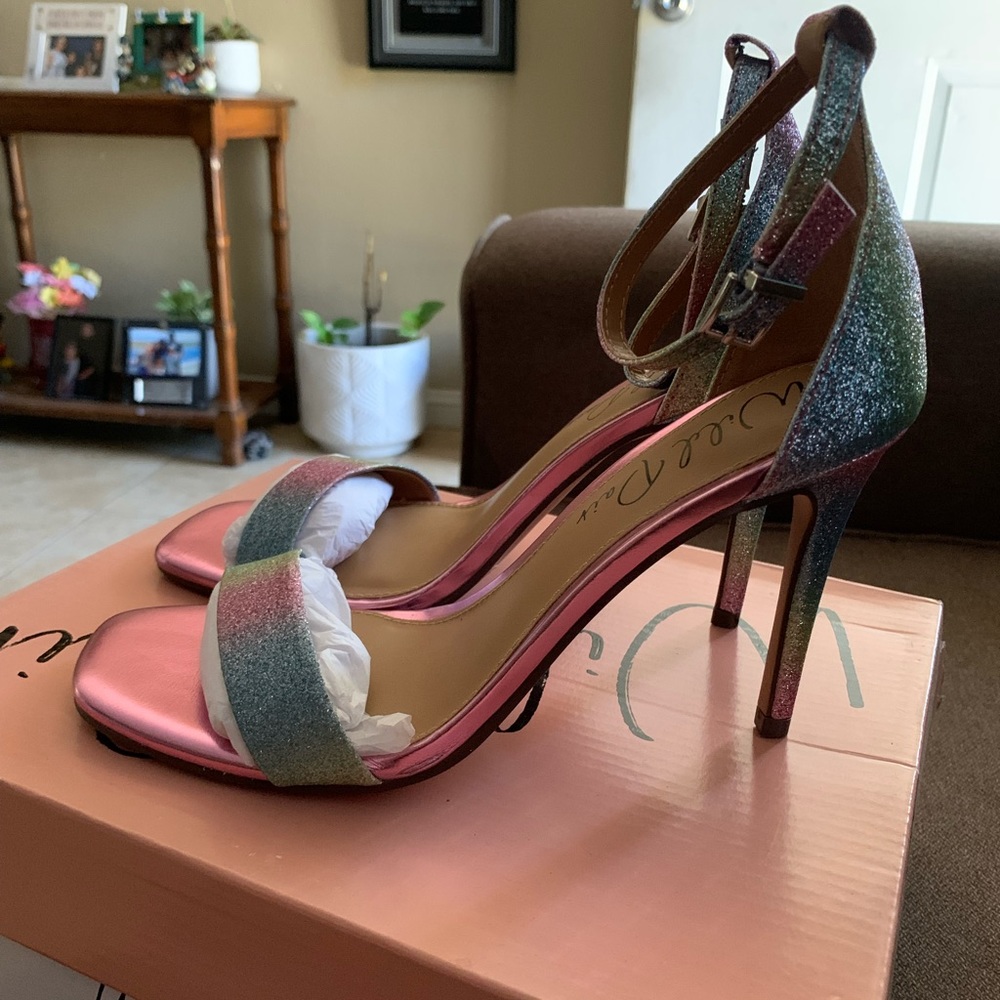 Rainbow glitter high heels